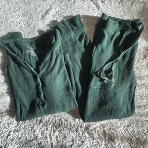 Green Waffle Knit Lounge Set poshpeanut